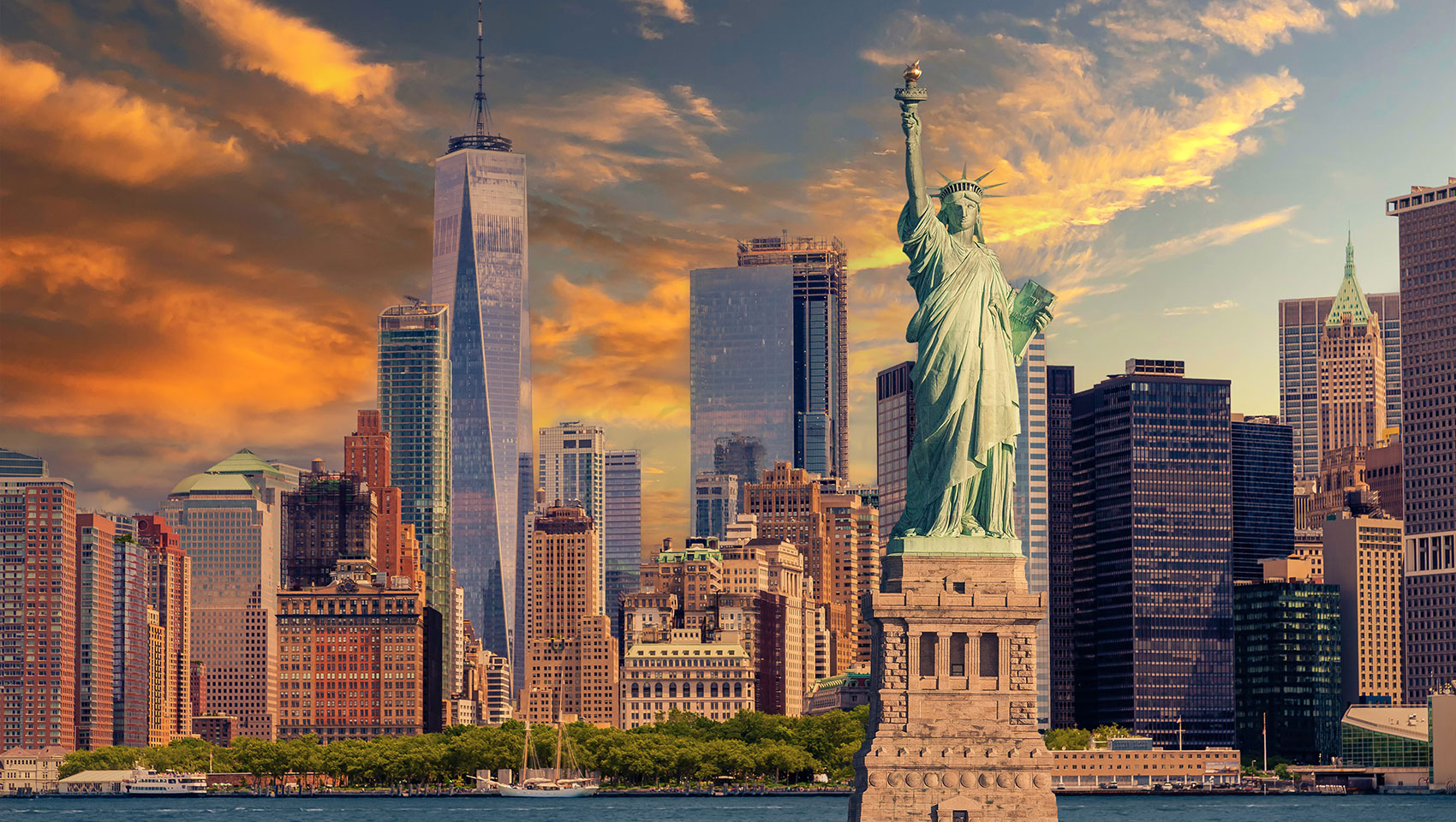 NYC Skyline with Statue of Liberty